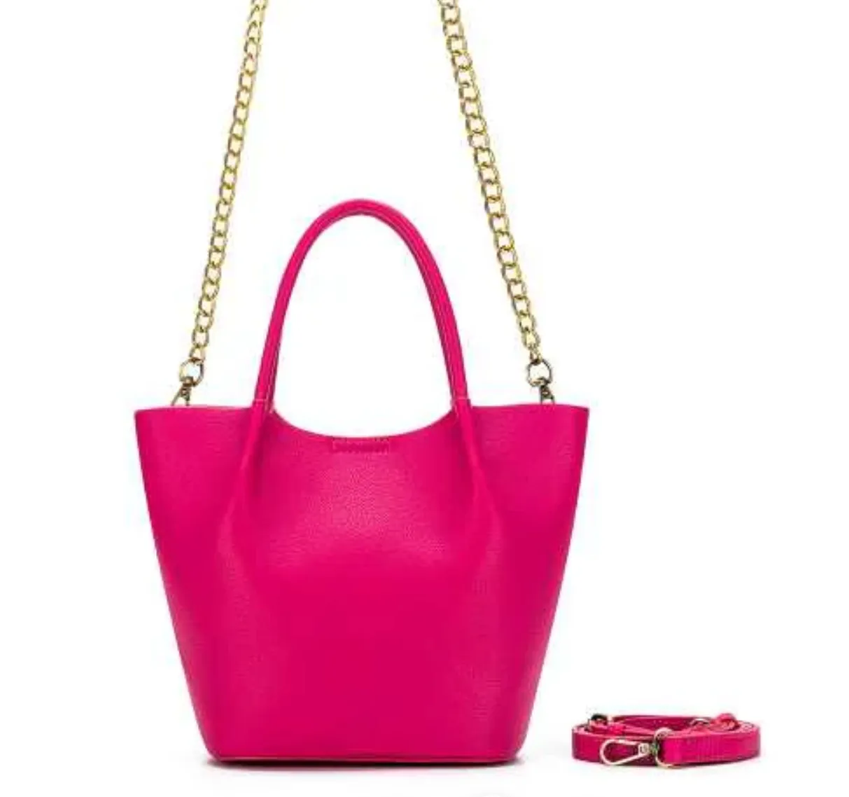Lara Small Handbag By Black Caviar Hot Pink   White
