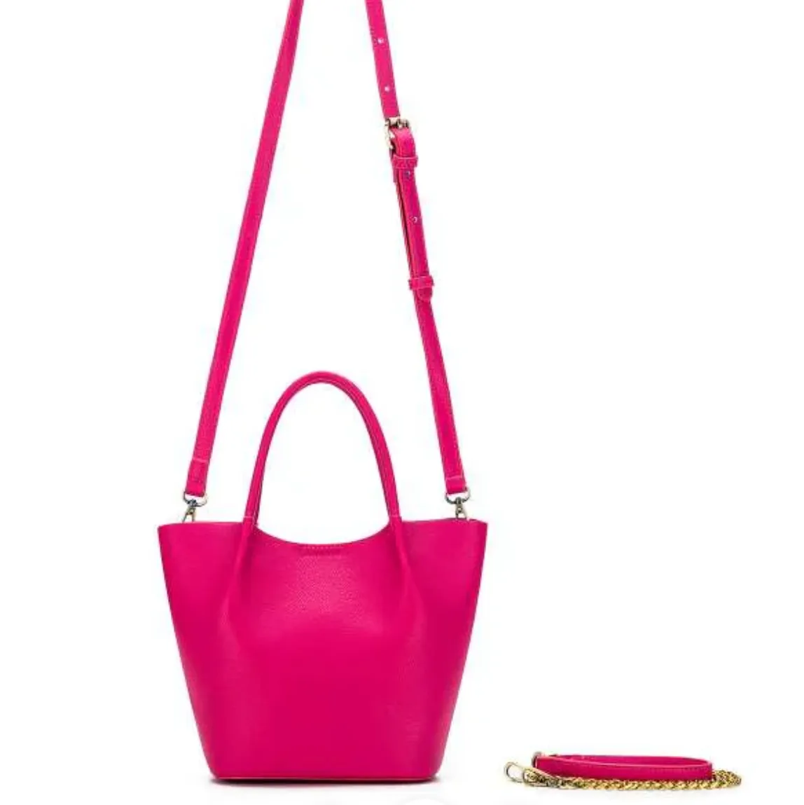 Lara Small Handbag By Black Caviar Hot Pink   White