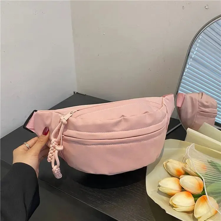 Large Capacity Crossbody Canvas Sport Half Moon Belt Bag