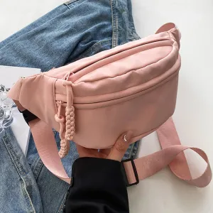 Large Capacity Crossbody Canvas Sport Half Moon Belt Bag