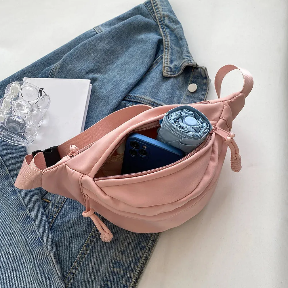 Large Capacity Crossbody Canvas Sport Half Moon Belt Bag
