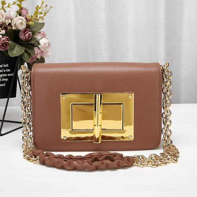 large-capacity leather shoulder bag