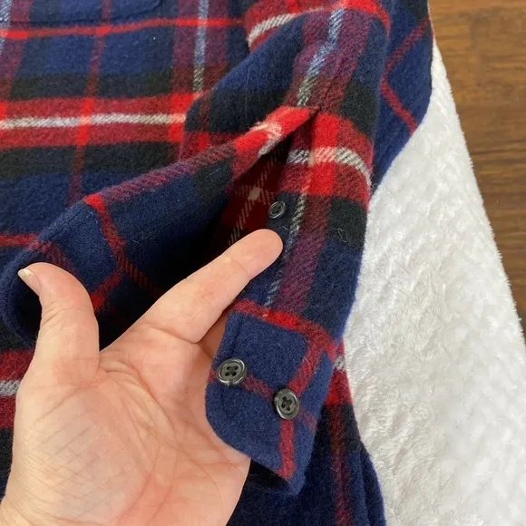LAUREN Ralph Lauren Pure Wool Full Zip Longsleeve Flannel Jacket Shacket