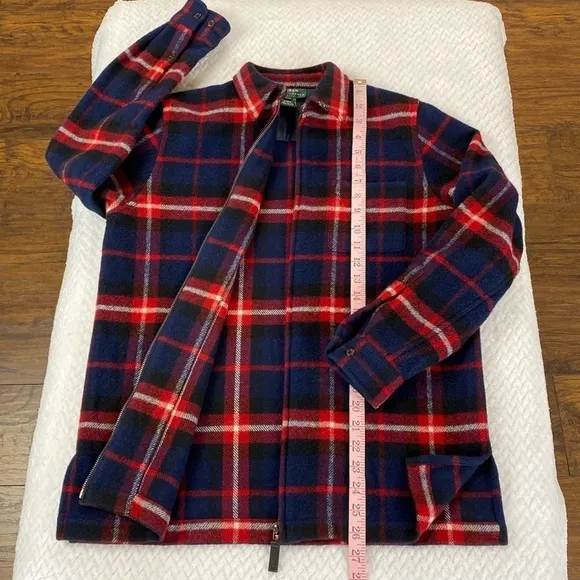 LAUREN Ralph Lauren Pure Wool Full Zip Longsleeve Flannel Jacket Shacket