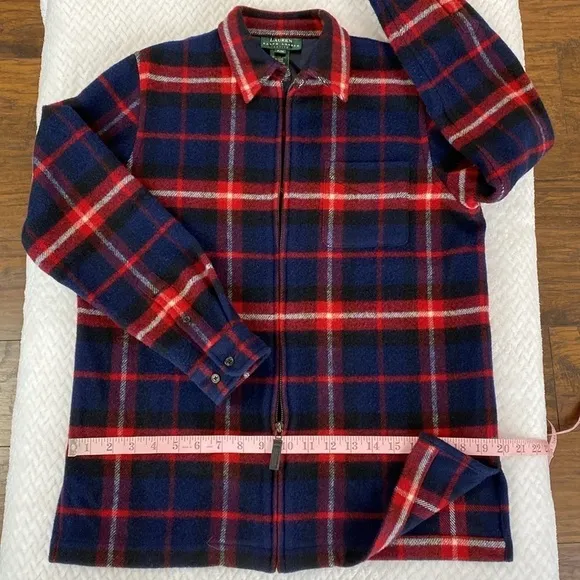 LAUREN Ralph Lauren Pure Wool Full Zip Longsleeve Flannel Jacket Shacket