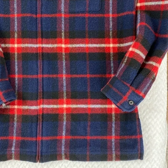 LAUREN Ralph Lauren Pure Wool Full Zip Longsleeve Flannel Jacket Shacket