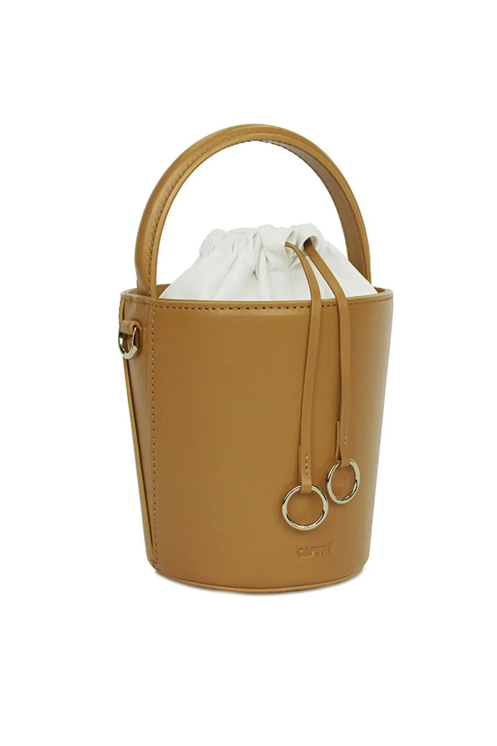 LEATHER MUSTARD MINI BASKET BUCKET