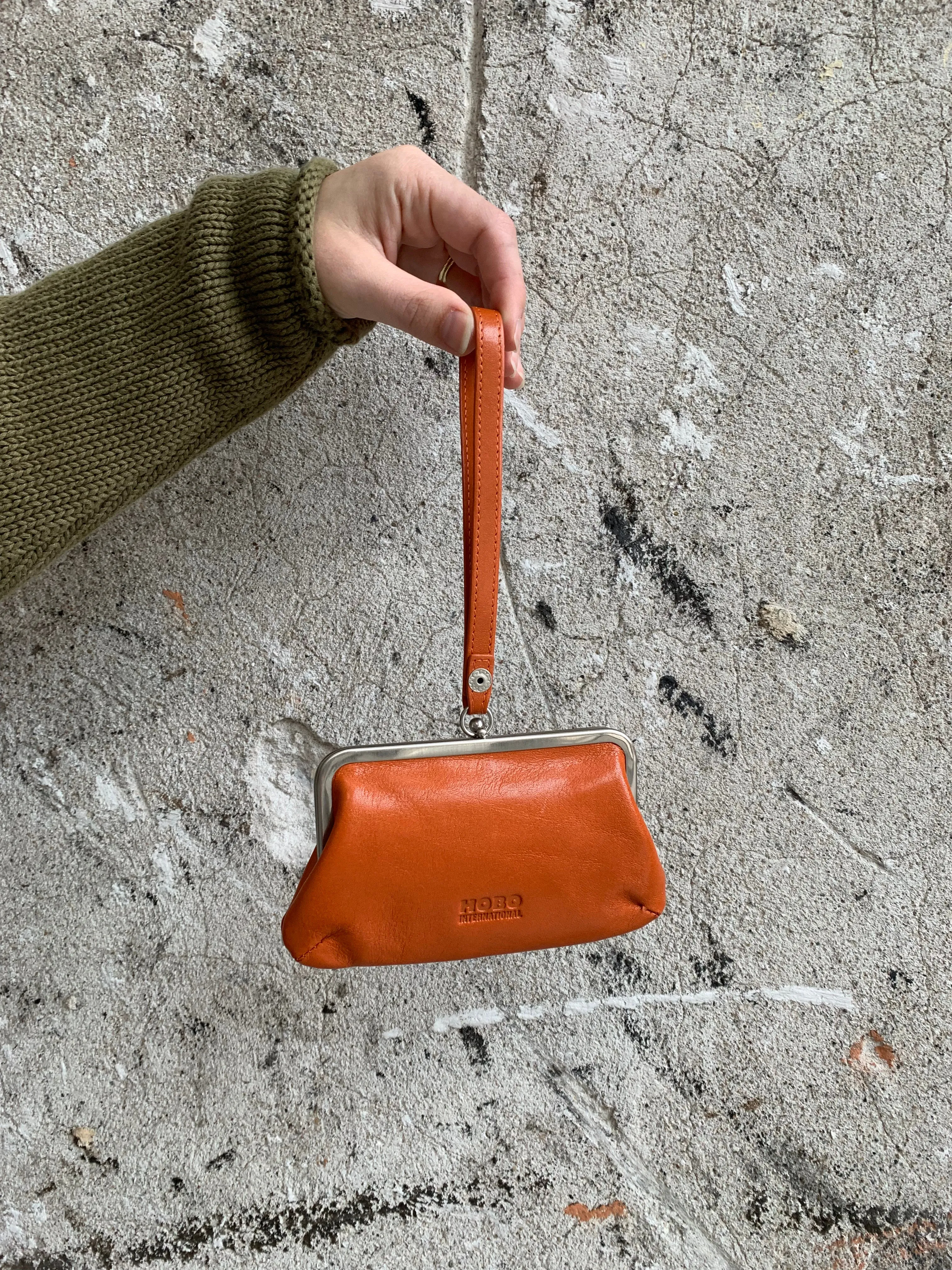 leather wristlet coin purse