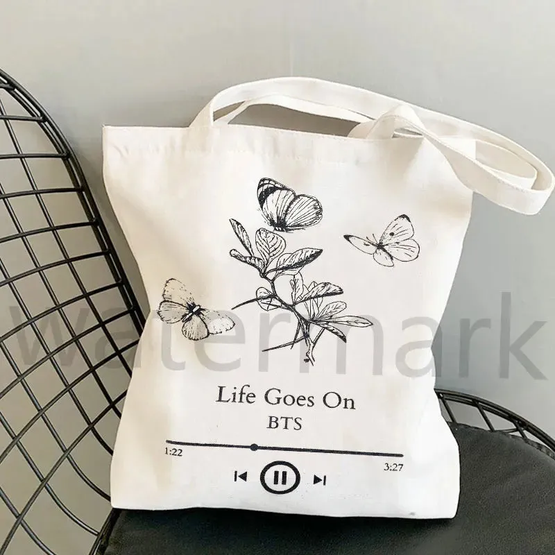 Life Goes On Shopping Bags anime,  Inspired Tote Bag Kpop cute totes