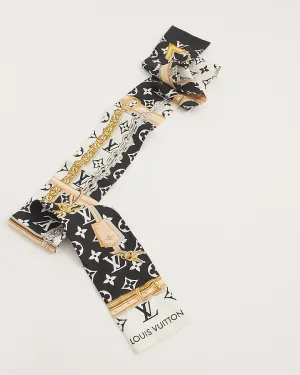 Louis Vuitton Black Silk Confidential Print Twilly Scarf