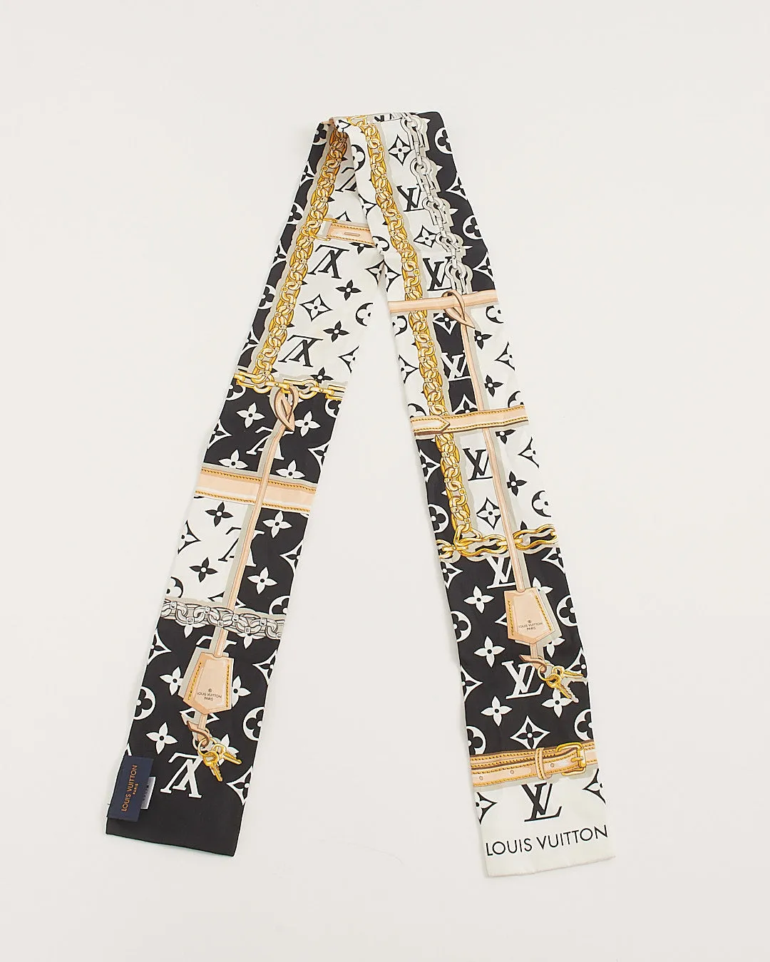 Louis Vuitton Black Silk Confidential Print Twilly Scarf