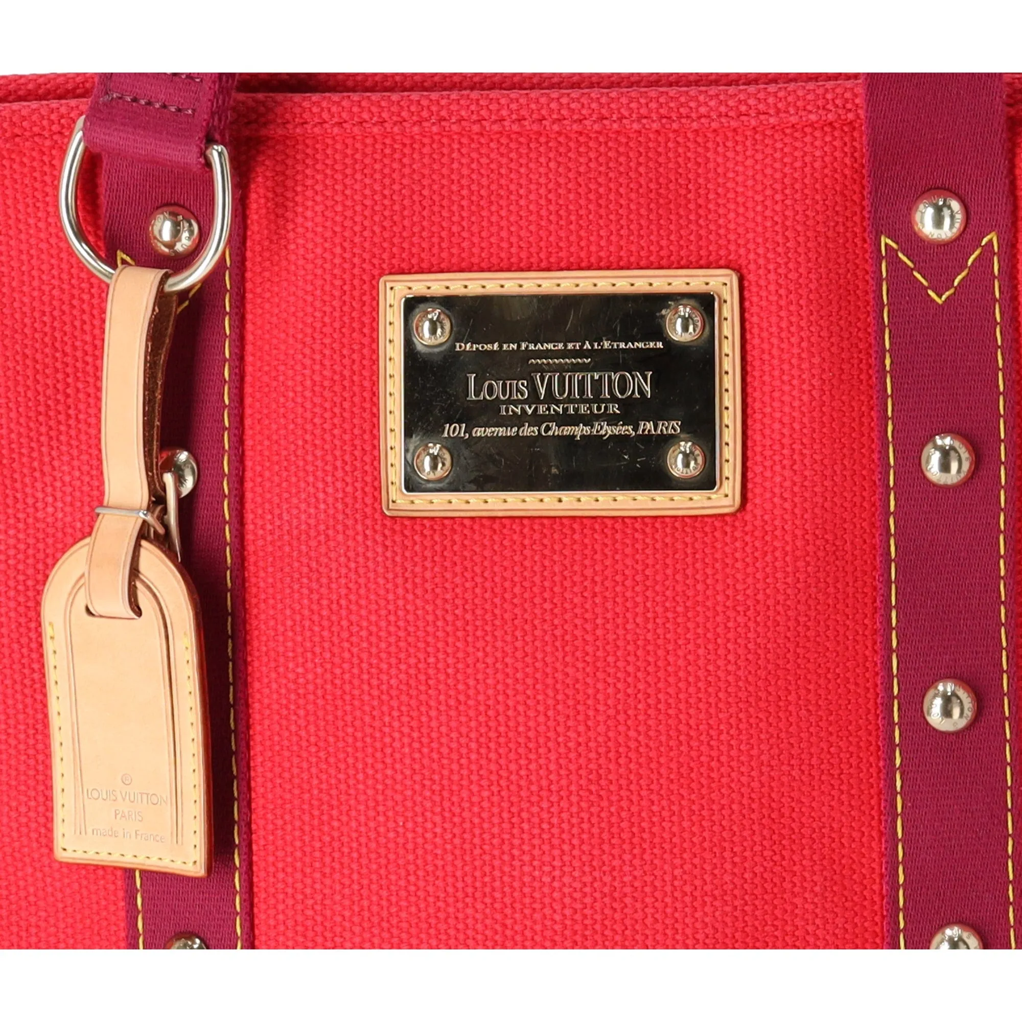 Louis Vuitton Cabas MM Antigua Tote Bag M40034 Red Rouge Canvas
