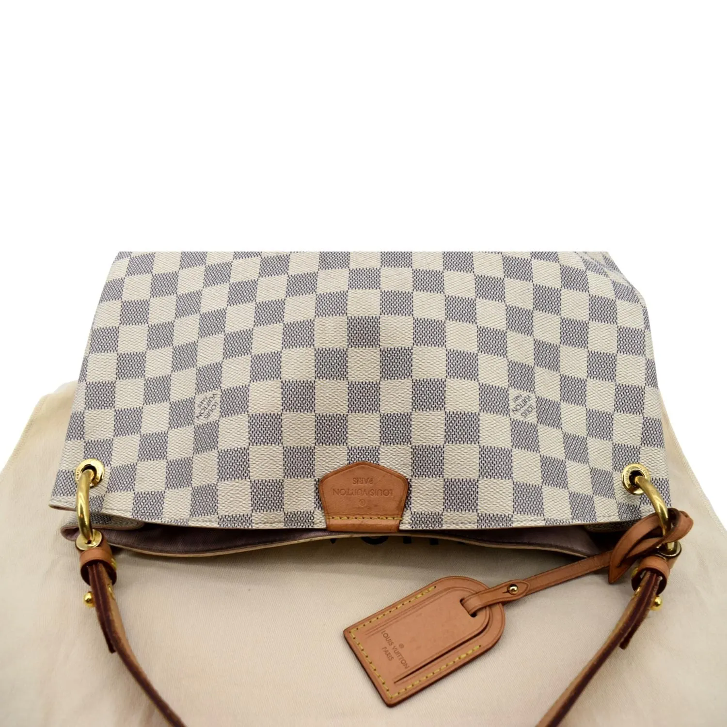 LOUIS VUITTON Graceful PM Damier Azur Hobo Shoulder Bag White