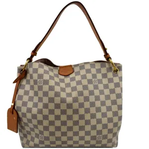 LOUIS VUITTON Graceful PM Damier Azur Hobo Shoulder Bag White