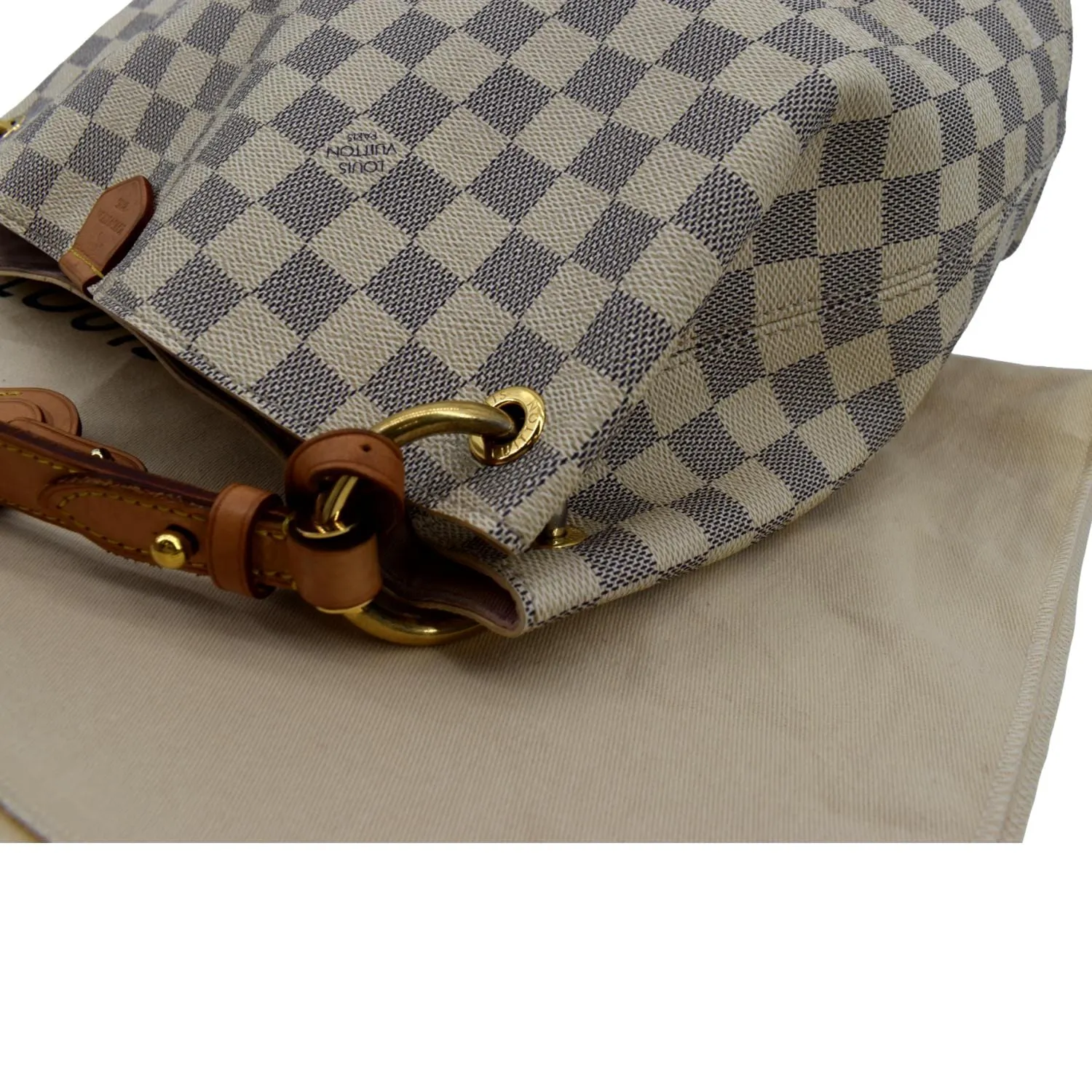 LOUIS VUITTON Graceful PM Damier Azur Hobo Shoulder Bag White