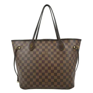 LOUIS VUITTON Neverfull MM Damier Ebene Tote Bag Brown