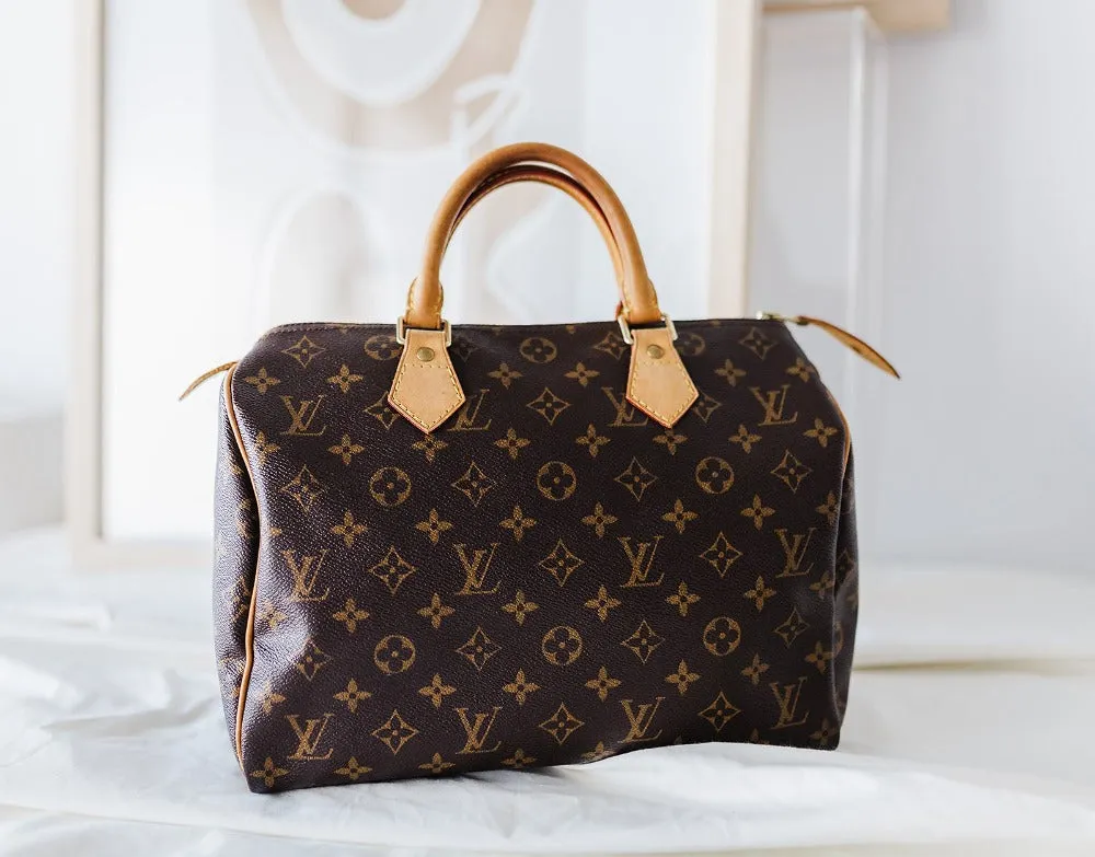 Louis Vuitton Speedy 30 Monogram Coated Bag with Gold Tone Hardware