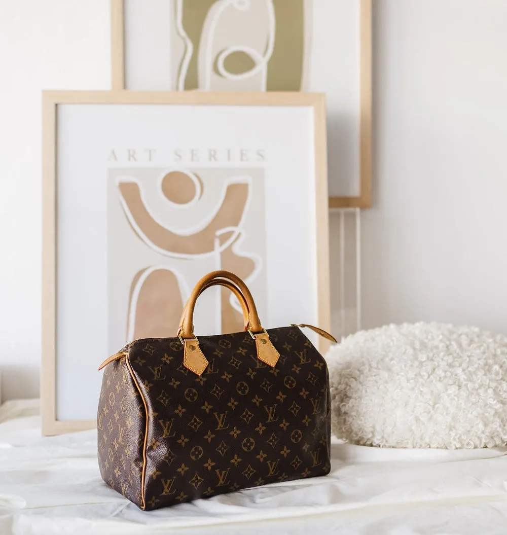 Louis Vuitton Speedy 30 Monogram Coated Bag with Gold Tone Hardware