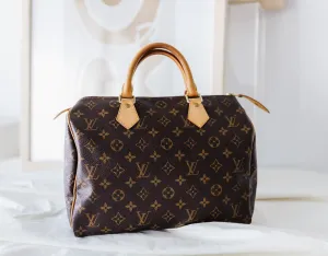 Louis Vuitton Speedy 30 Monogram Coated Bag with Gold Tone Hardware