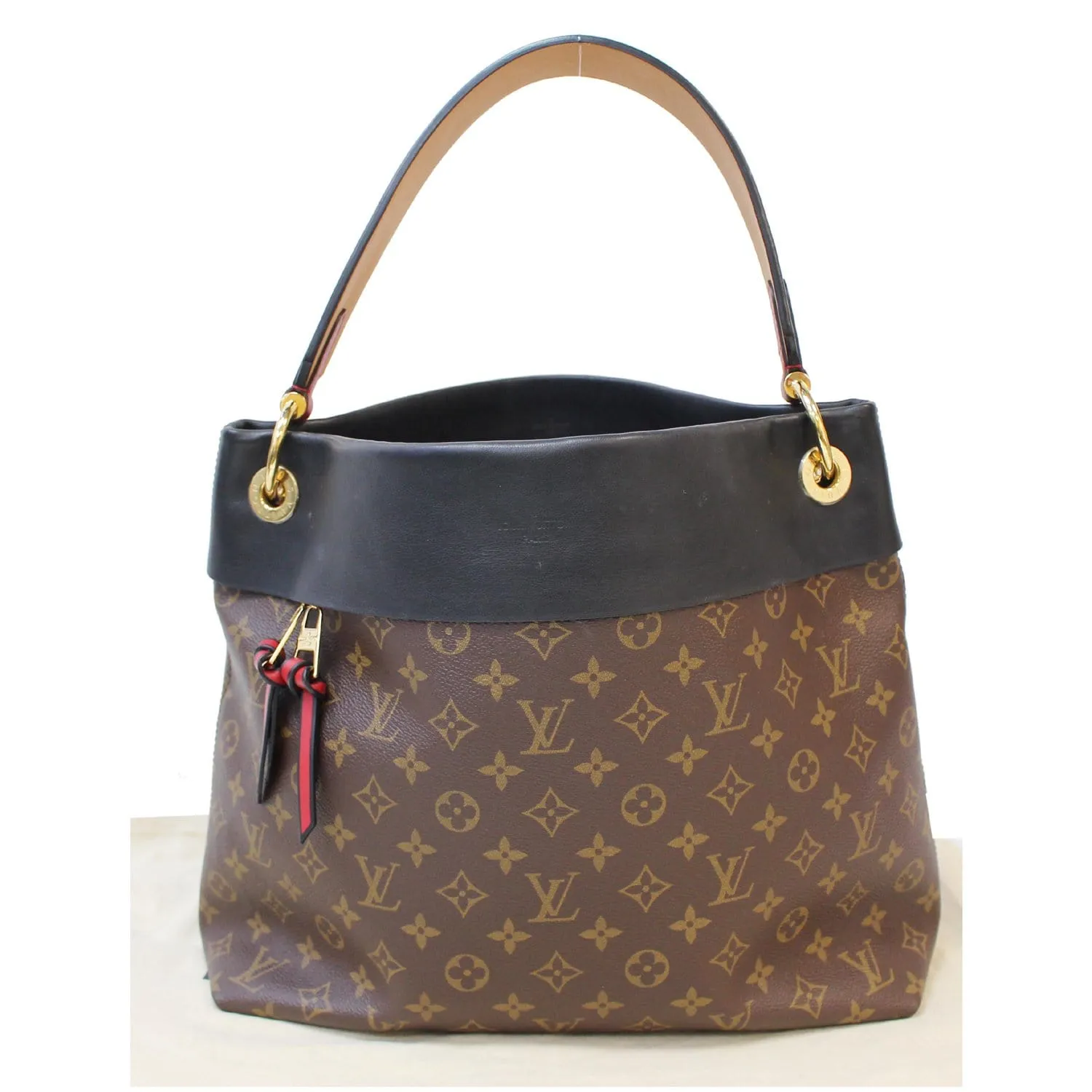 LOUIS VUITTON Tuileries Monogram Canvas Hobo Bag Black