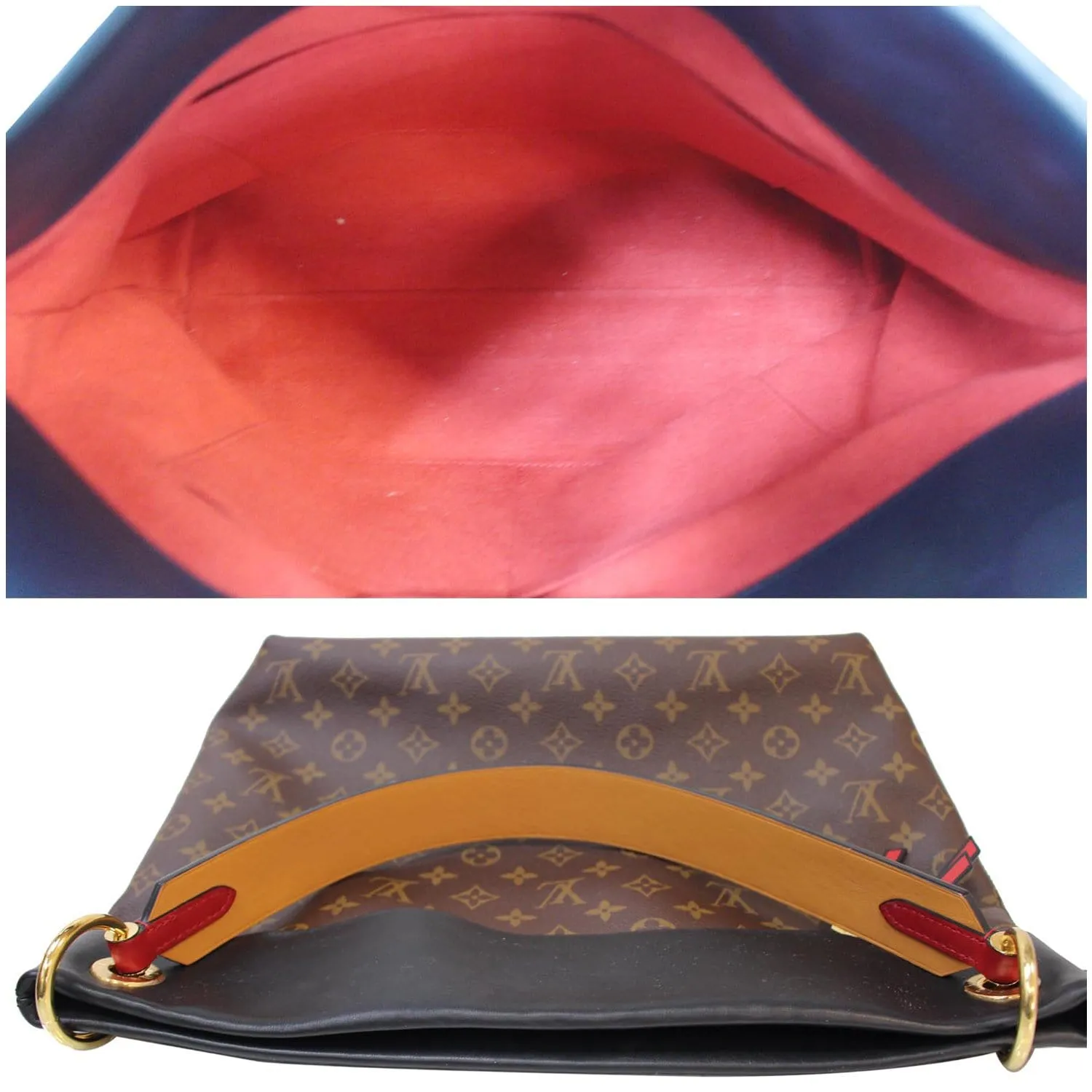 LOUIS VUITTON Tuileries Monogram Canvas Hobo Bag Black