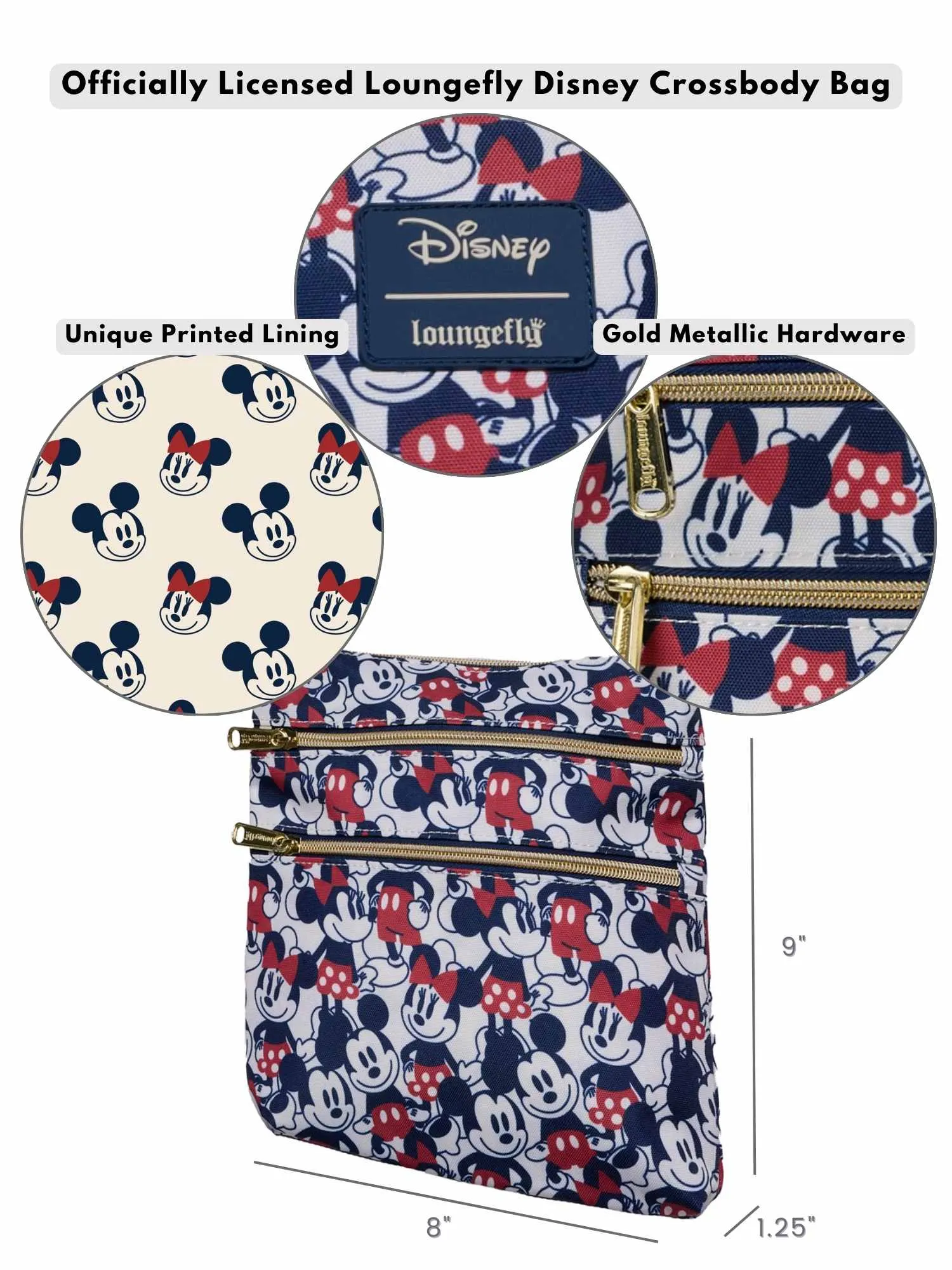 Loungefly x Disney Mickey & Minnie Mouse Passport Crossbody Bag All-Over Print