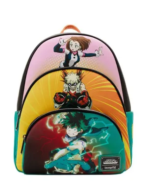 Loungefly x My Hero Academia Backpack Handbag Triple Pocket Deku Bakugo