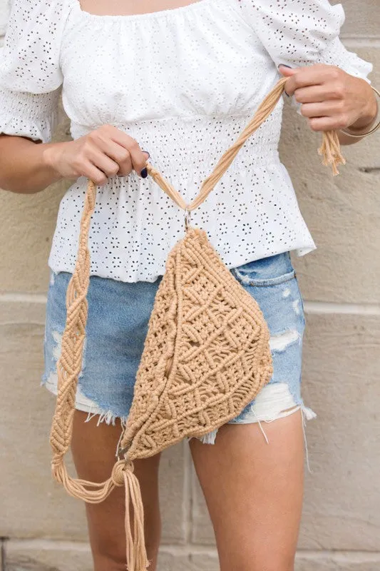 Macrame Bohemian Sling Crossbody Bag - Hobo