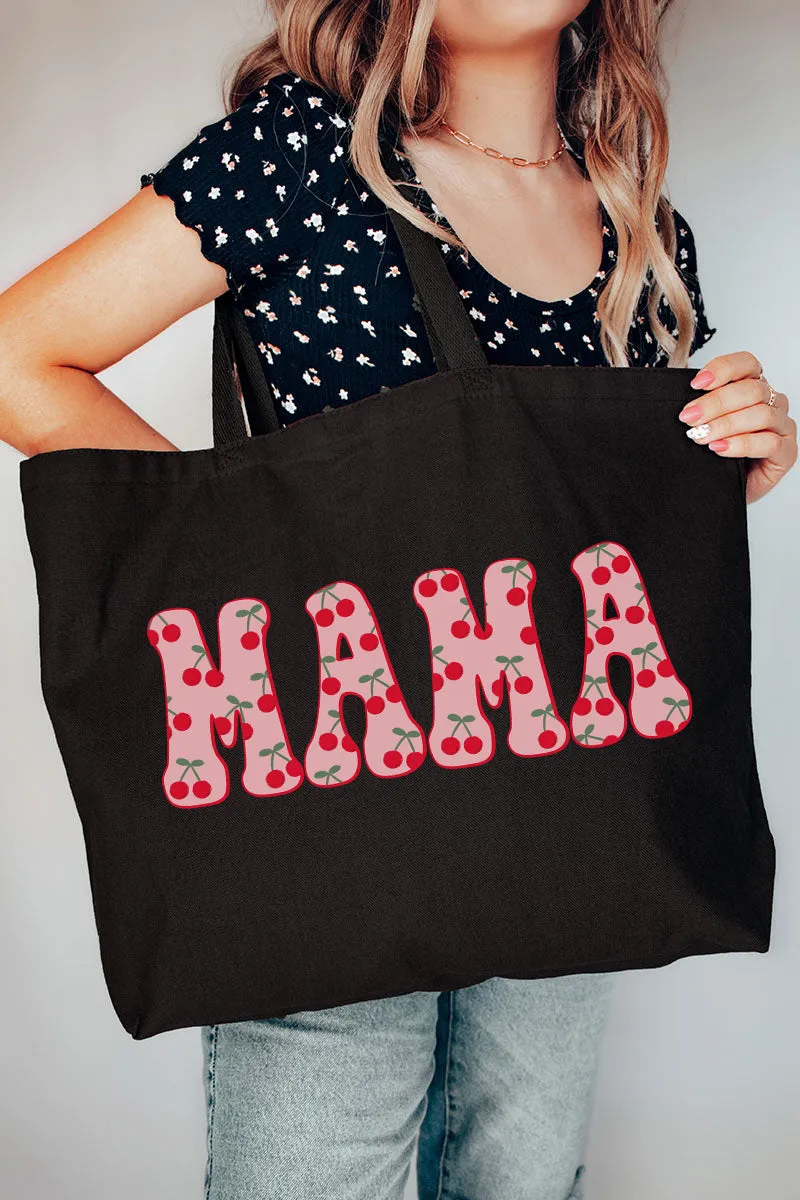 Mama Stacked Cherries Canvas Jumbo Tote