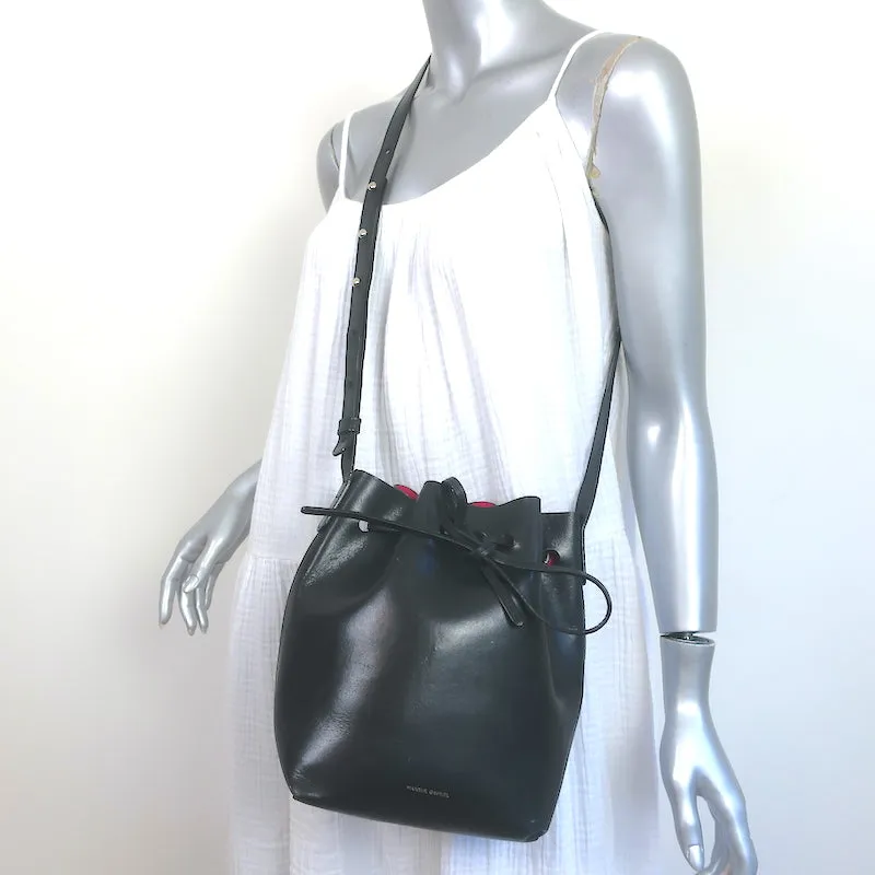 Mansur Gavriel Mini Bucket Bag Black/Fuchsia Leather