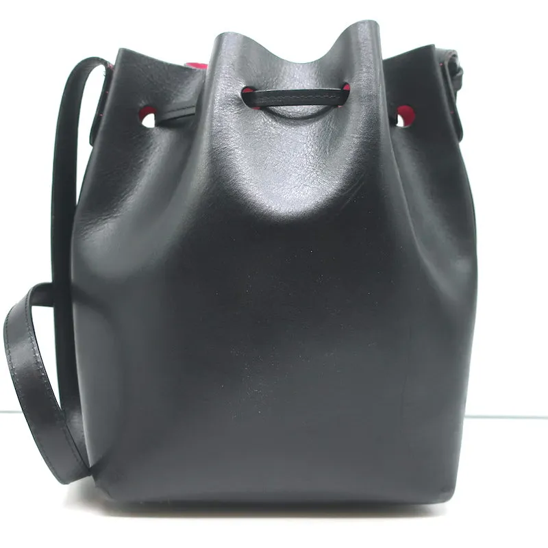 Mansur Gavriel Mini Bucket Bag Black/Fuchsia Leather