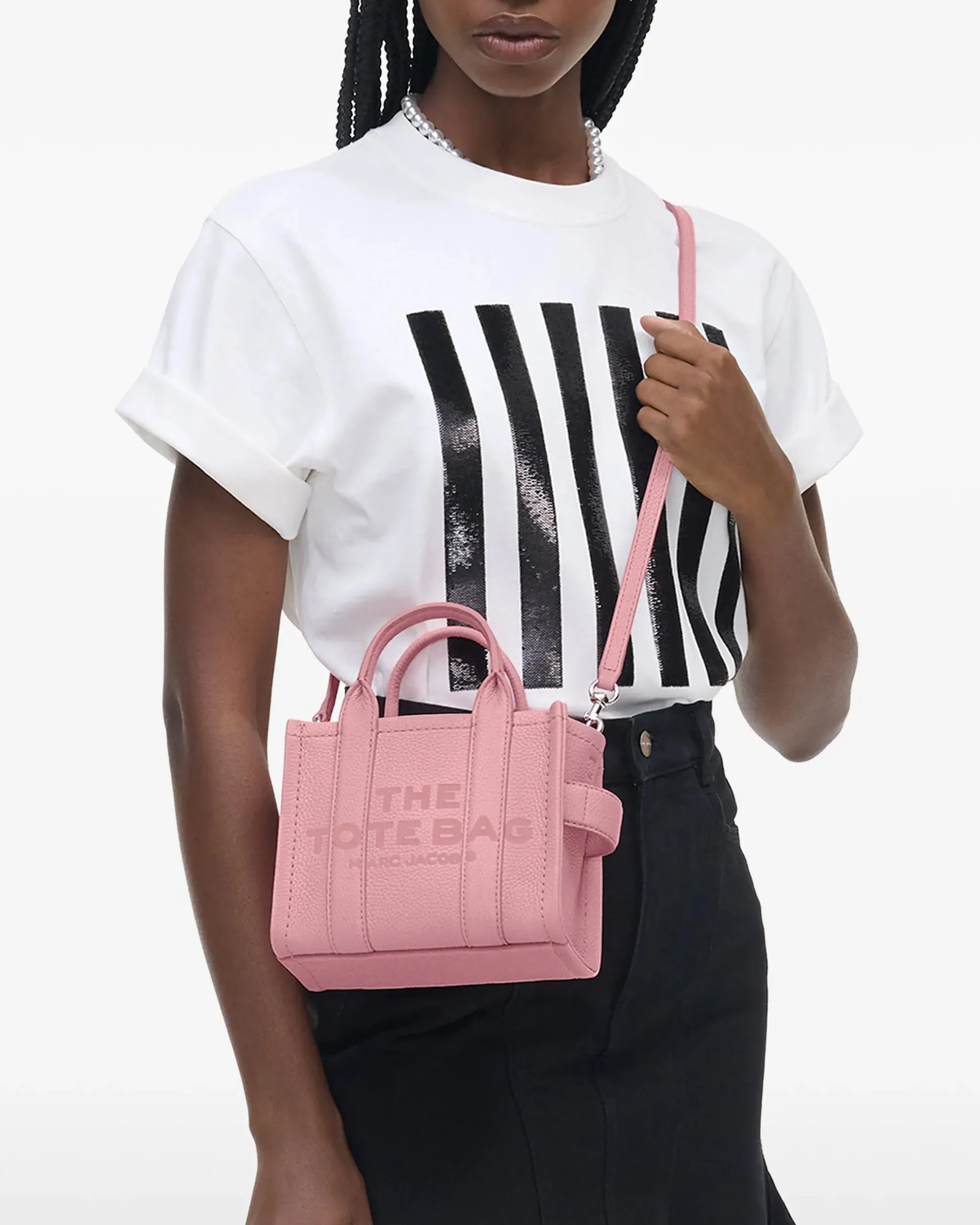 Marc Jacobs The Leather Crossbody Tote Bag Riborn Pink