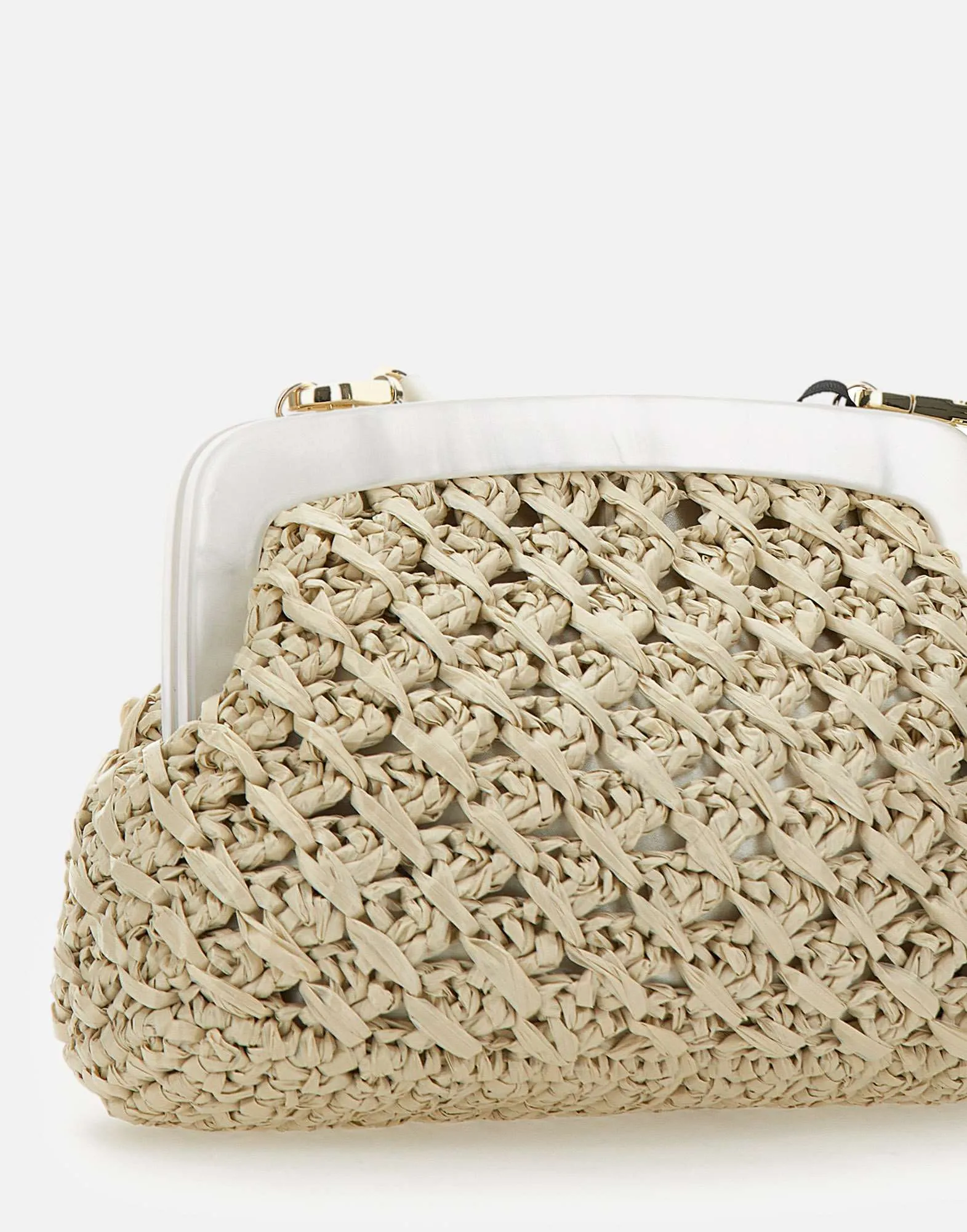 Marella glänsande raffia handväska med snäppstängning