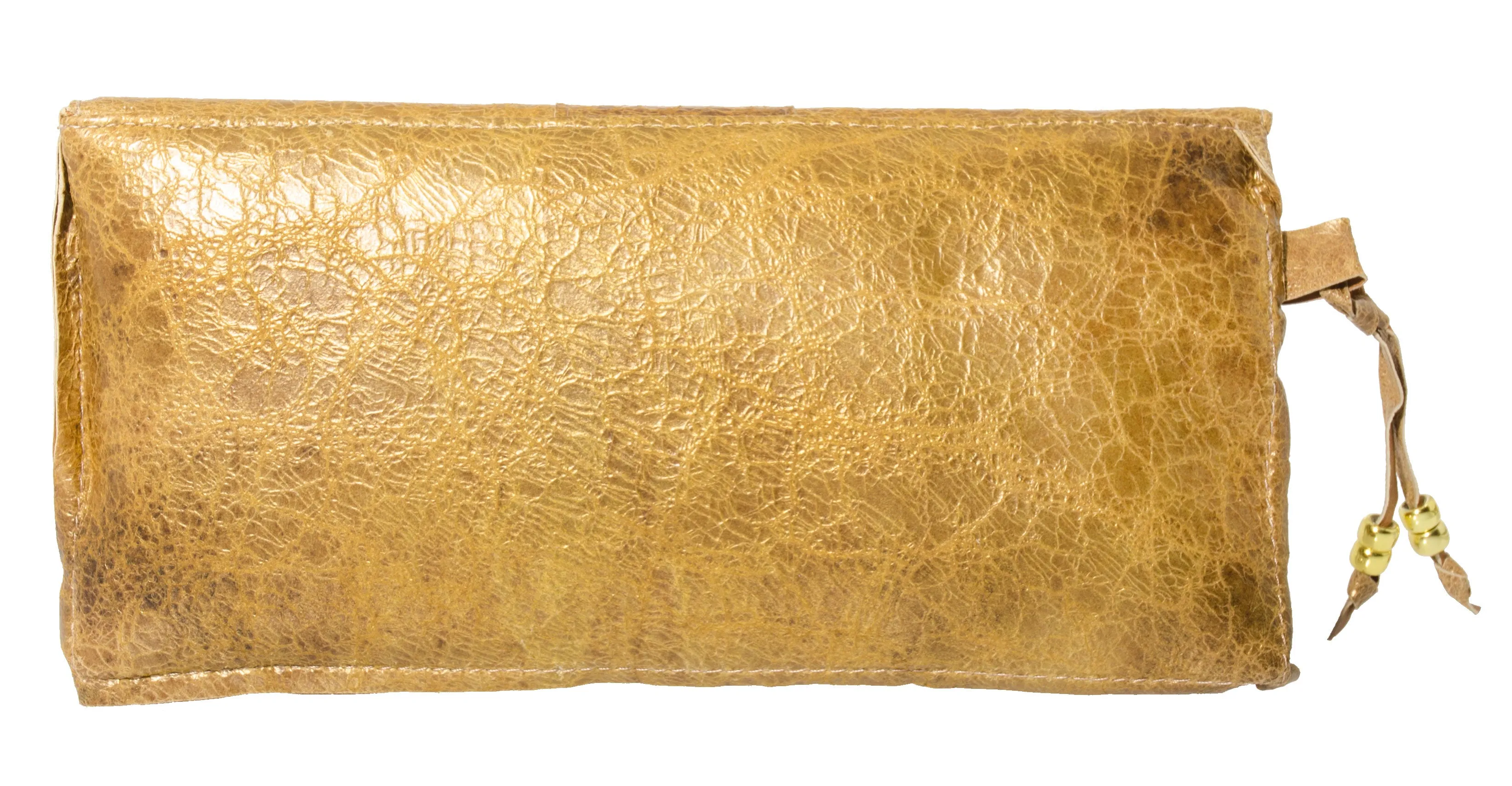 Marnie Bugs Red Fin Clutch in Gold Metallic Distressed Leather