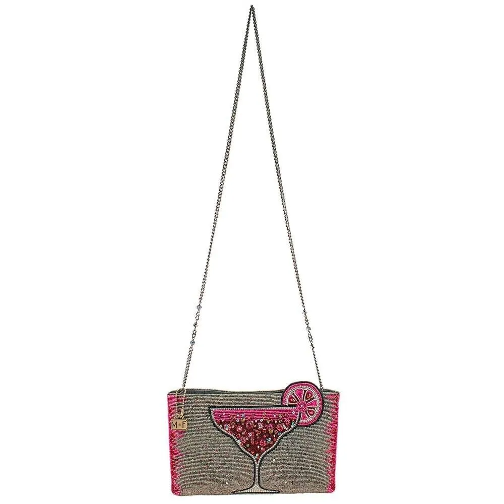 Mary Frances Pink Martini Crossbody Clutch Beaded Drink Handbag Bag New