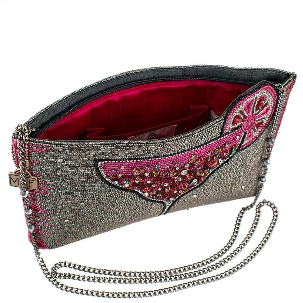 Mary Frances Pink Martini Crossbody Clutch Beaded Drink Handbag Bag New