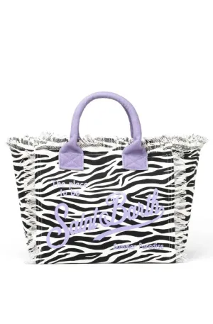 MC2 SAINT BARTH Vanity Zebra Cotton Canvas Tote Bag