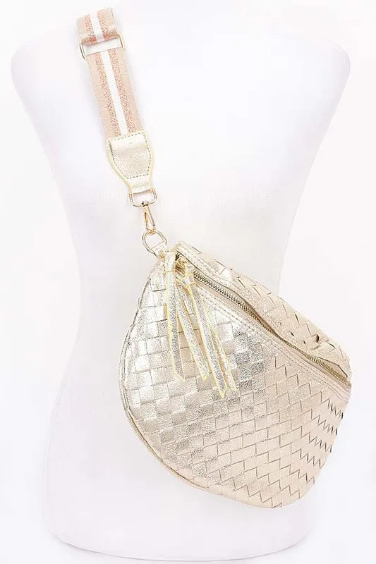 Metallic Braided Crossbody Bag Belt