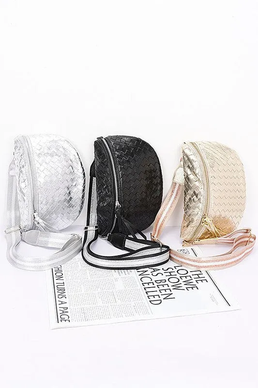 Metallic Braided Crossbody Bag Belt