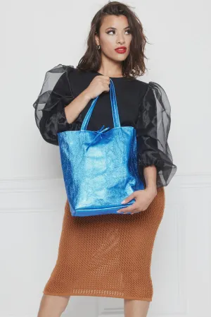 Metallic Leather Tote