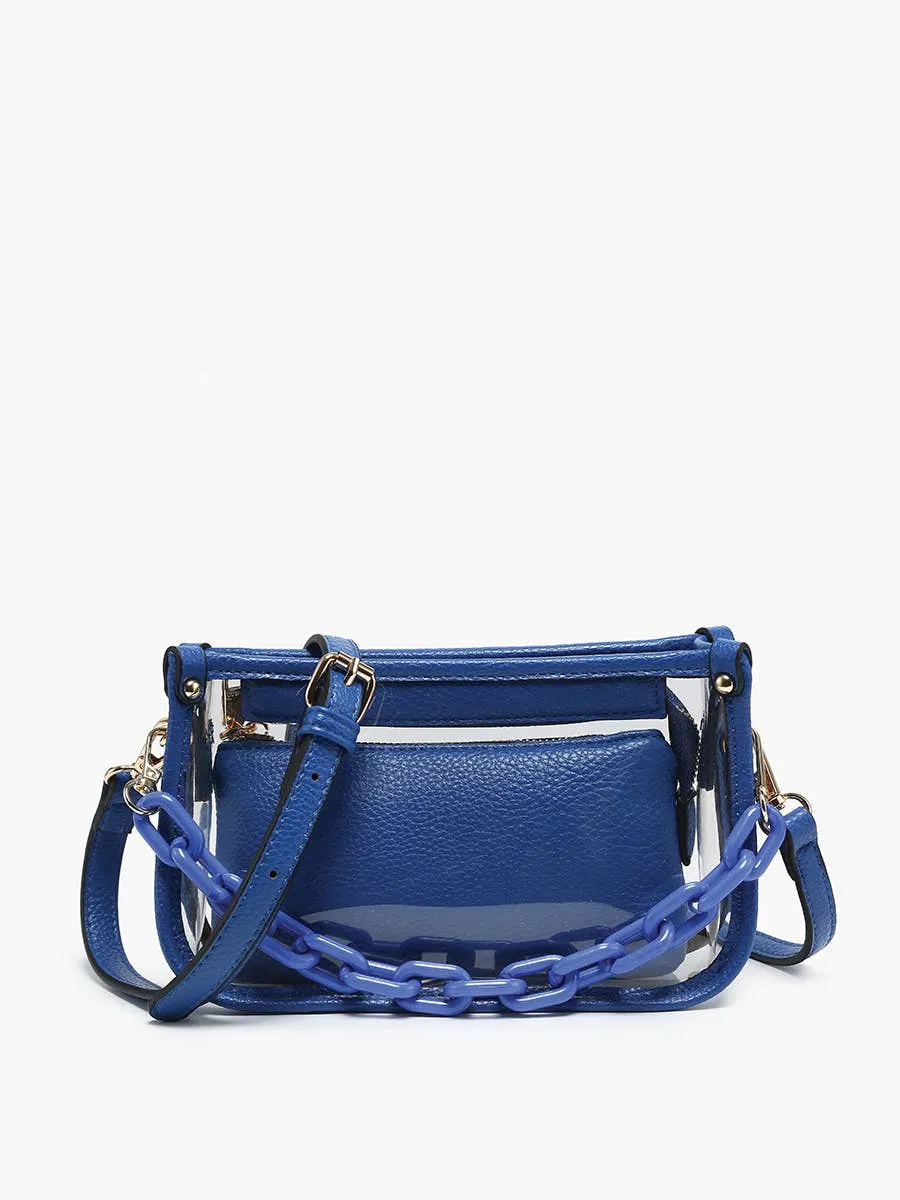 Metallic Red Jessica Clear Crossbody w/ Chain