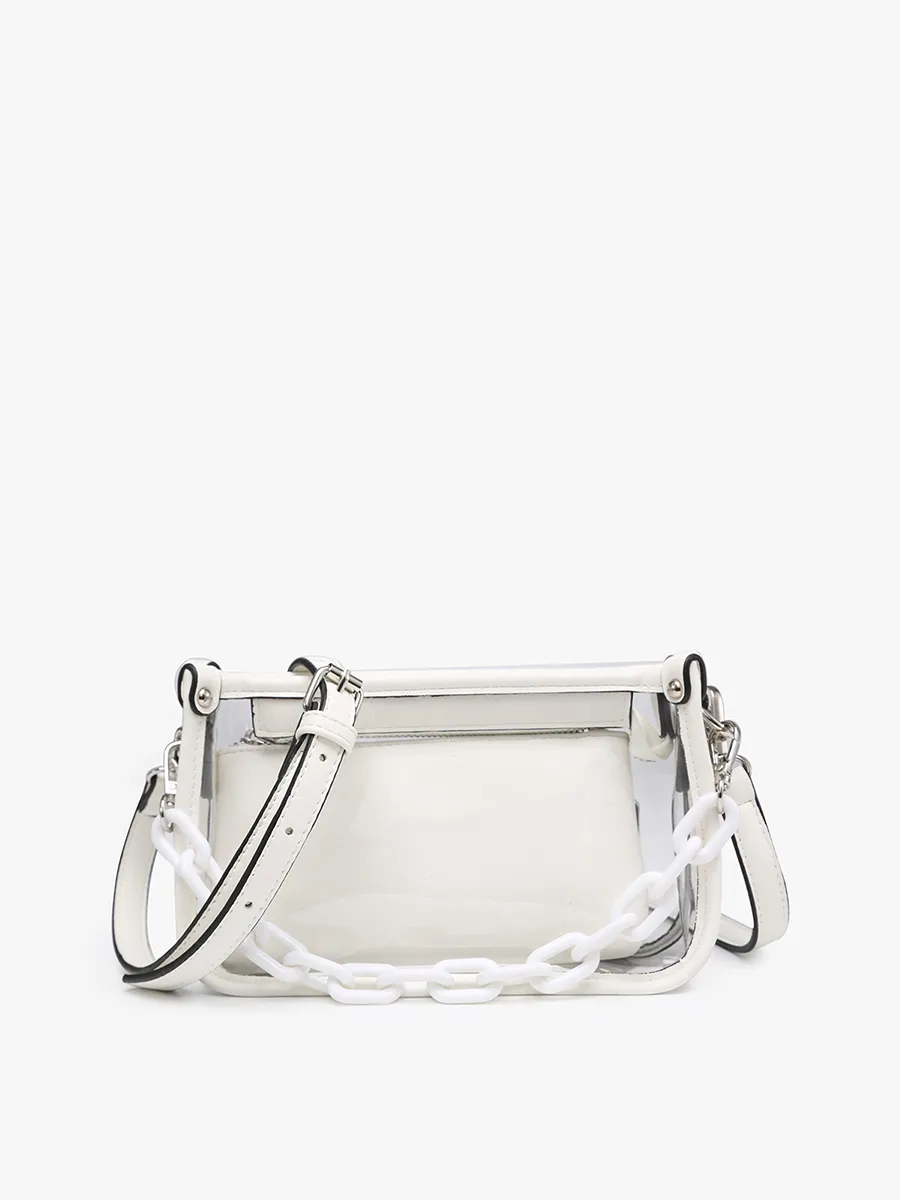 Metallic Red Jessica Clear Crossbody w/ Chain