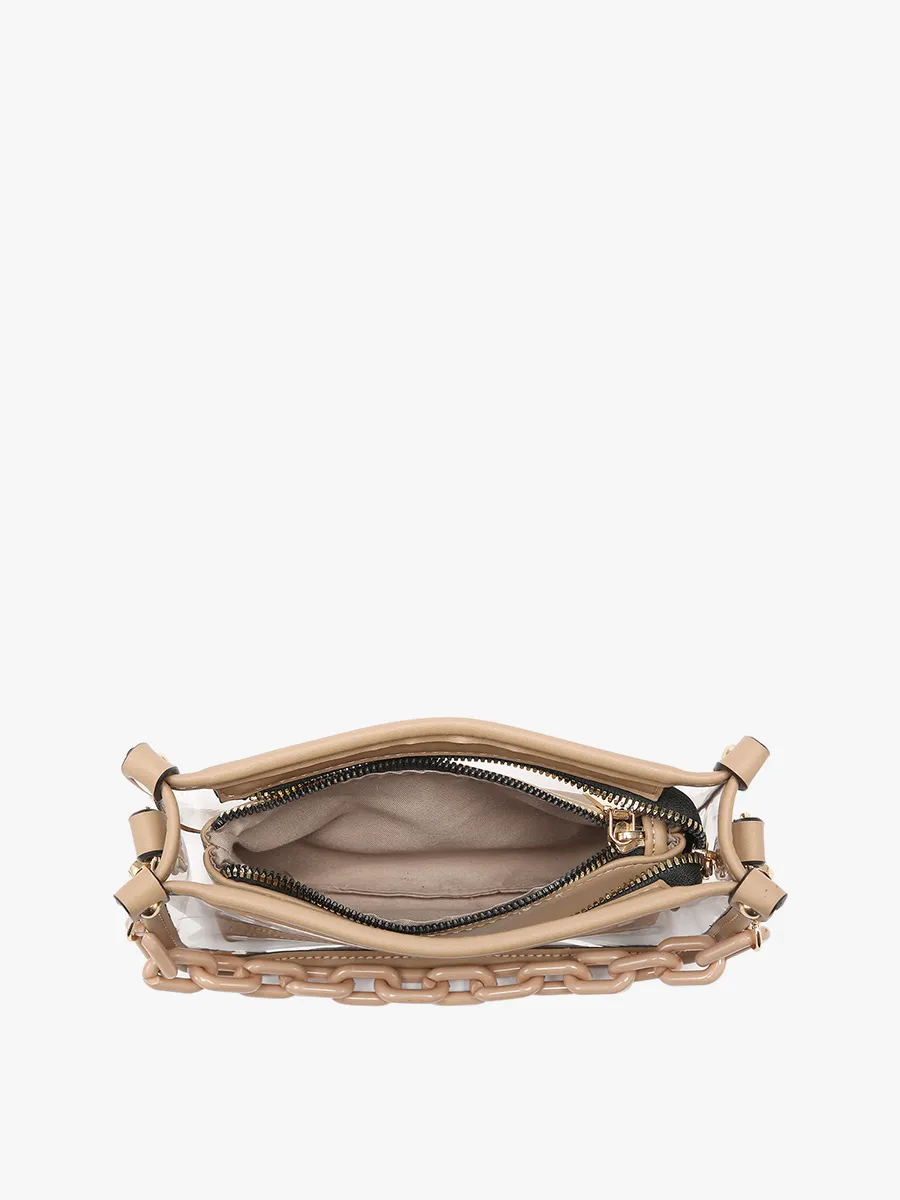 Metallic Red Jessica Clear Crossbody w/ Chain