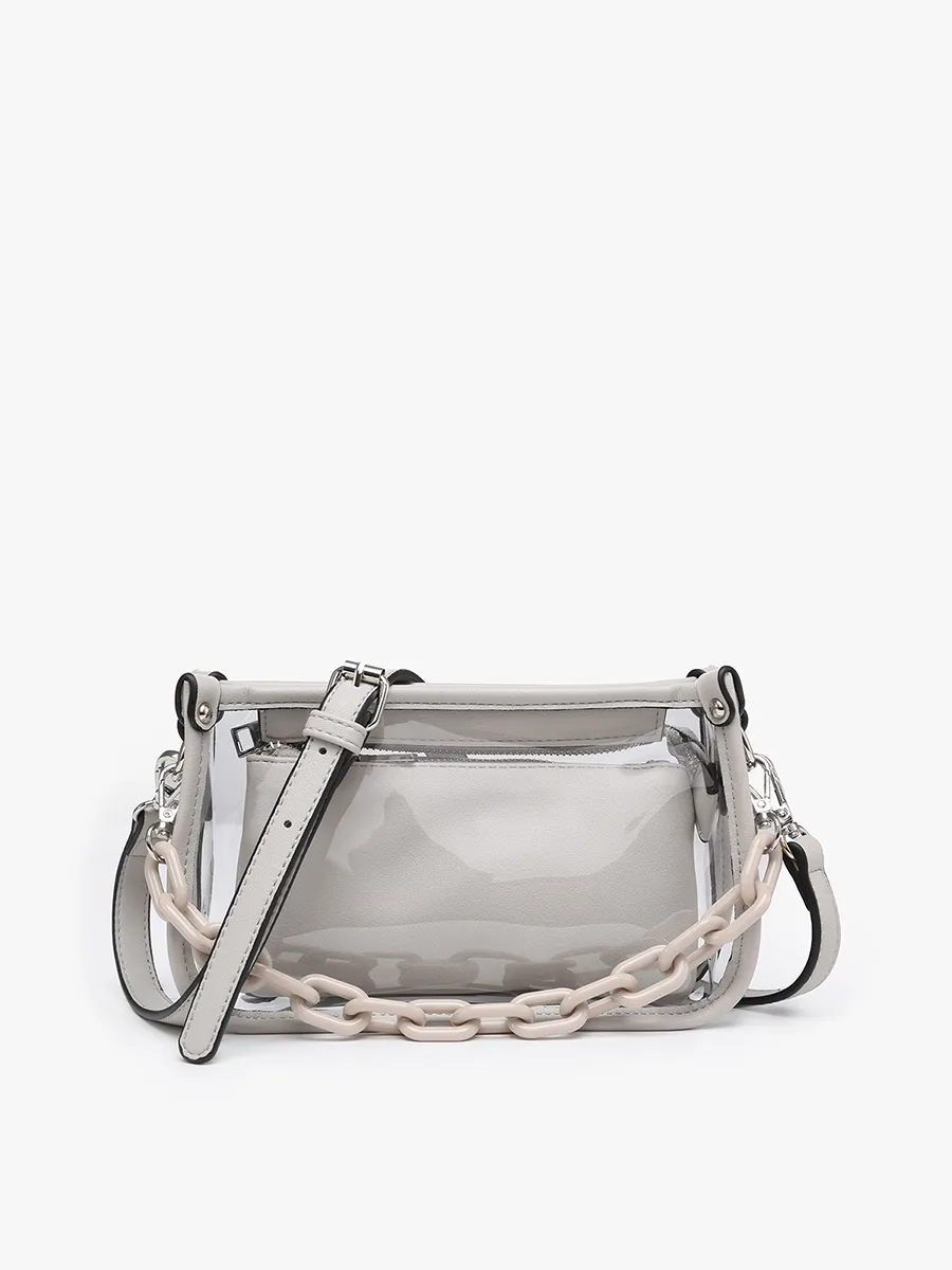 Metallic Red Jessica Clear Crossbody w/ Chain