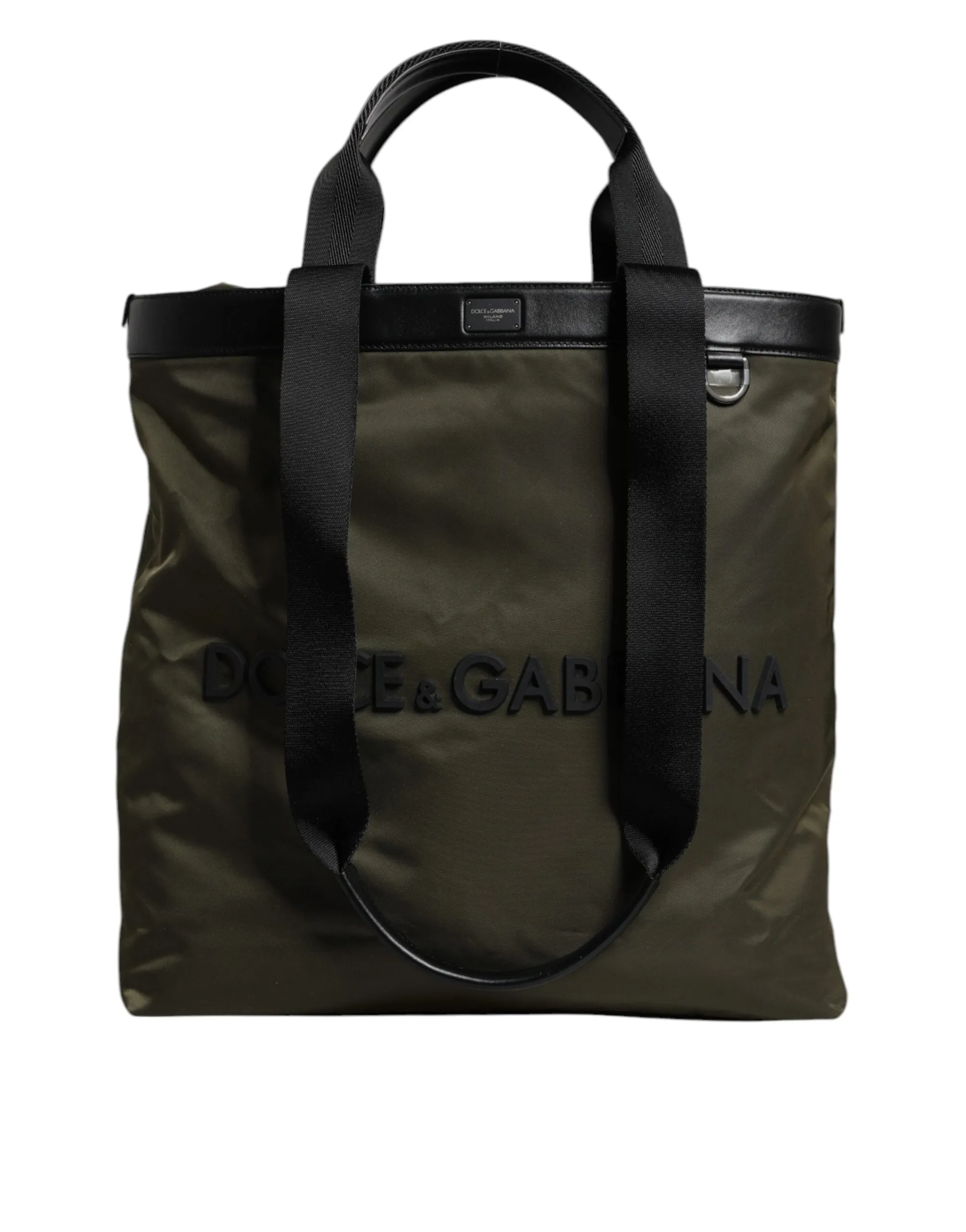 Military Green Nylon Shoulder Strap Tote Bag