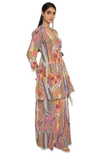 Minal African Print Crepe Overlap Top With Palazzo