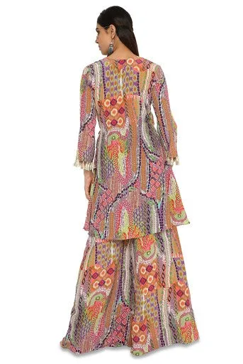 Minal African Print Crepe Overlap Top With Palazzo
