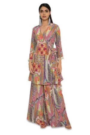 Minal African Print Crepe Overlap Top With Palazzo