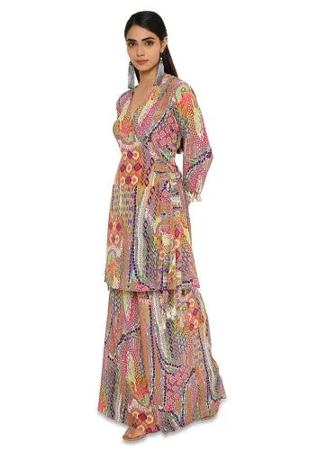 Minal African Print Crepe Overlap Top With Palazzo
