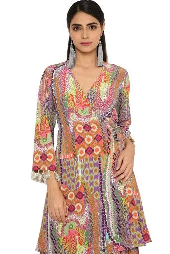Minal African Print Crepe Overlap Top With Palazzo